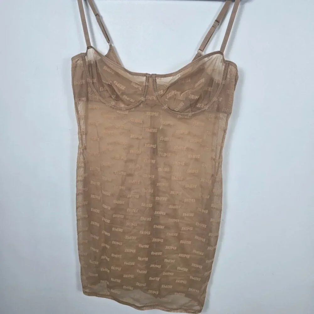 SKIMS After Hours Logo Mesh Slip Dress 2X